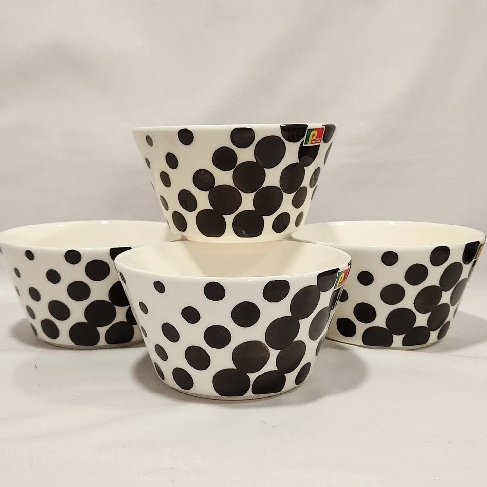 LOT‎ OF 4 Pier 1 KATE Polka Dots ~ Bowls ~ Portugal ~ NEW/NWT Discontinued